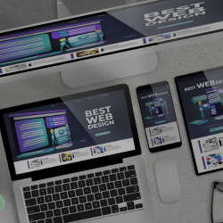 Monitor showing a conversion‑focused business website layout with highlighted CTAs